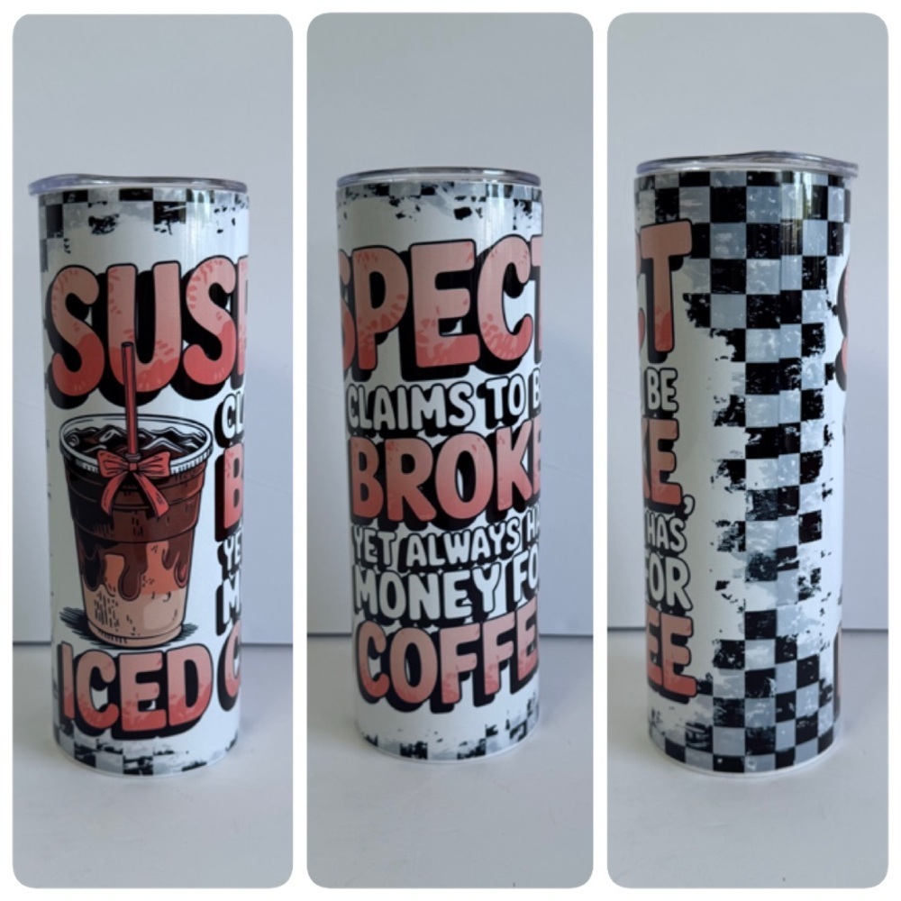Iced Coffee Themed 20oz Skinny Tumbler